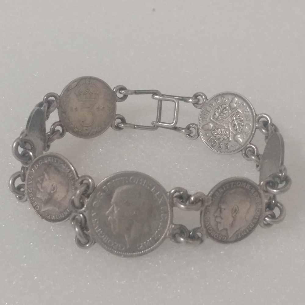 Sterling Silver 3 Pence Coin Bracelet